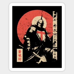 Crusader Knight as a Japanese Woodblock Warrior Sticker